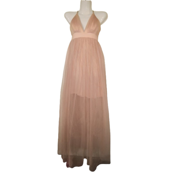 Haute Monde Dresses & Skirts - Haute Monde Pink Halter Sleeveless Pleated Flared Dress Size S W006